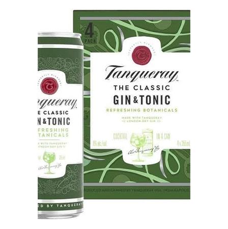 TANQUERAY GIN + TONIC COCKTAIL 4 CANS   