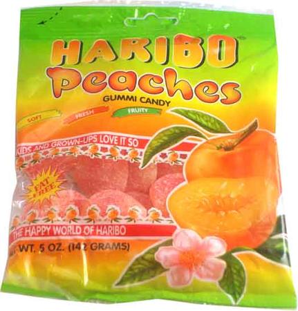 HARIBO PEACHES GUMMI CANDY 5 OZ BAG