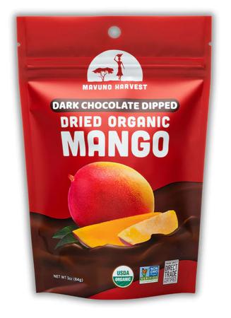 MAVUNO HARVEST DARK CHOCOLATE  DRIED MANGO 3 OZ