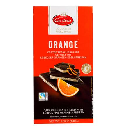 CARSTENS DARK CHOCOLATE ORANGE LUBECKER MARZIPAN 125G