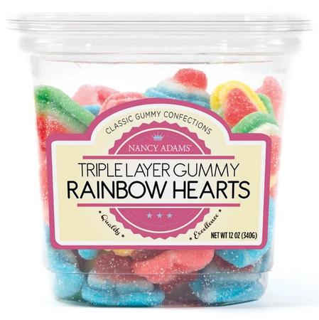 NANCY ADAMS GUMMY RAINBOW HEARTS TUB 12OZ