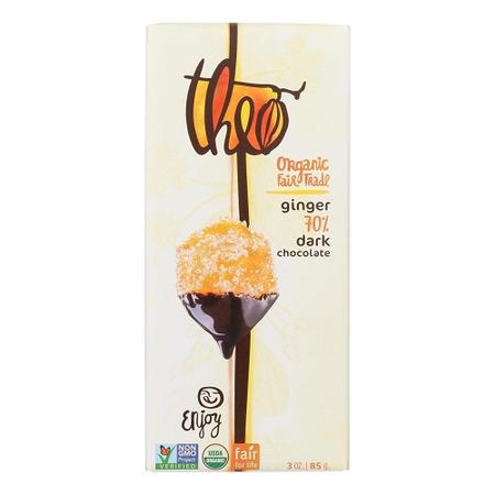 THEO GINGER DARK CHOCOLATE 70% 3OZ      