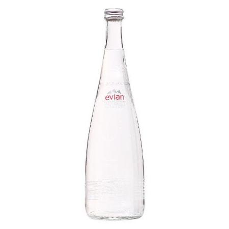 EVIAN MINERAL WATER GLASS BOTTLE 750ML